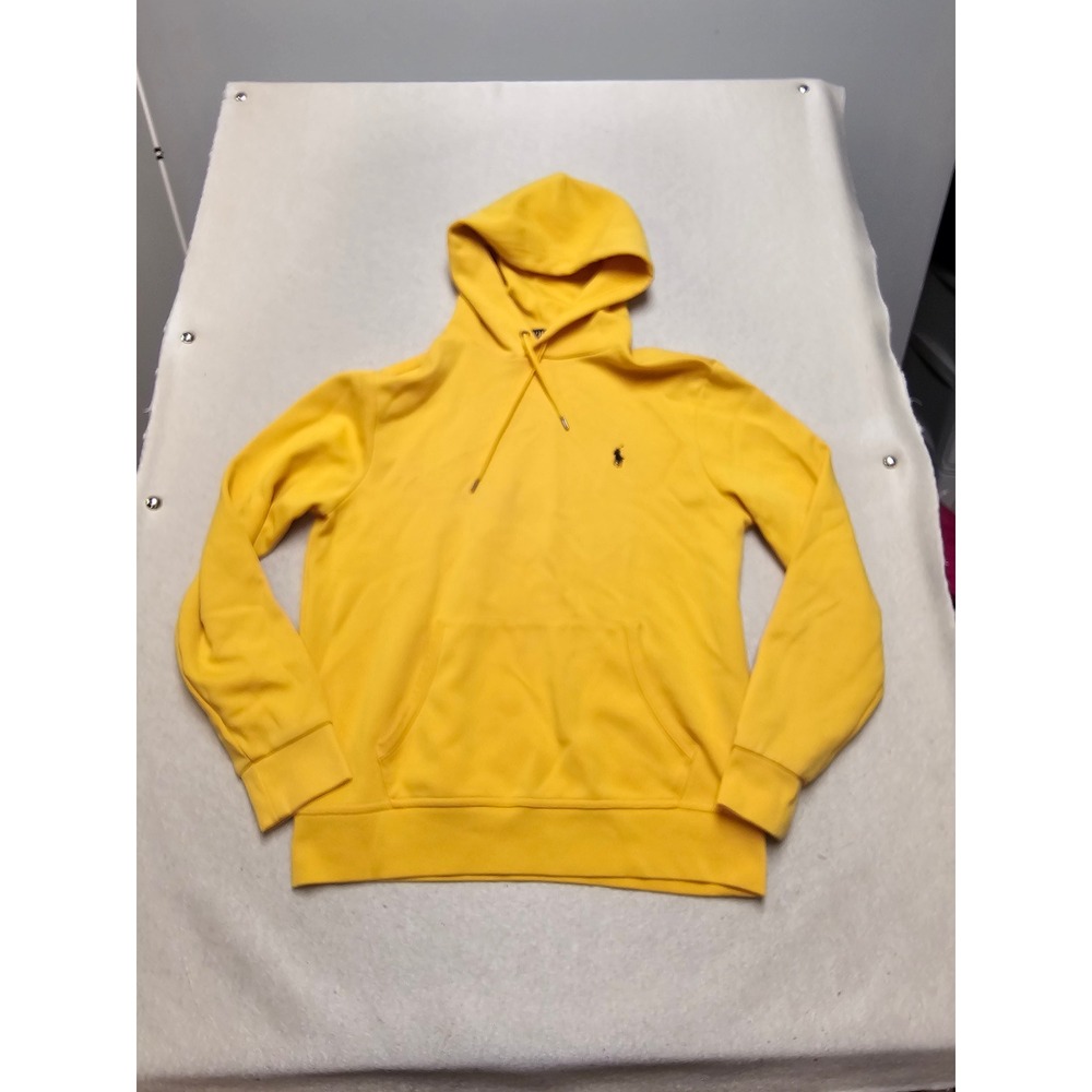 Polo Ralph Lauren Mens Yellow Double Knit Pullover Hoodie Size Medium